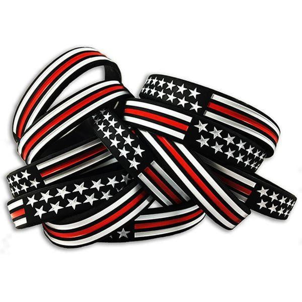 300pcs American Flag with Baseball Thin Red Line Wristbands Silicone  Bracelets - AliExpress