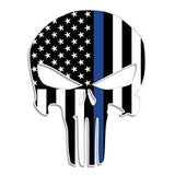 Punisher Thin Blue Line Sticker 2.5" X 4.5" Car & Laptop Decal - BackYourHero