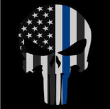 Punisher Thin Blue Line Sticker 2.5" X 4.5" Car & Laptop Decal - BackYourHero