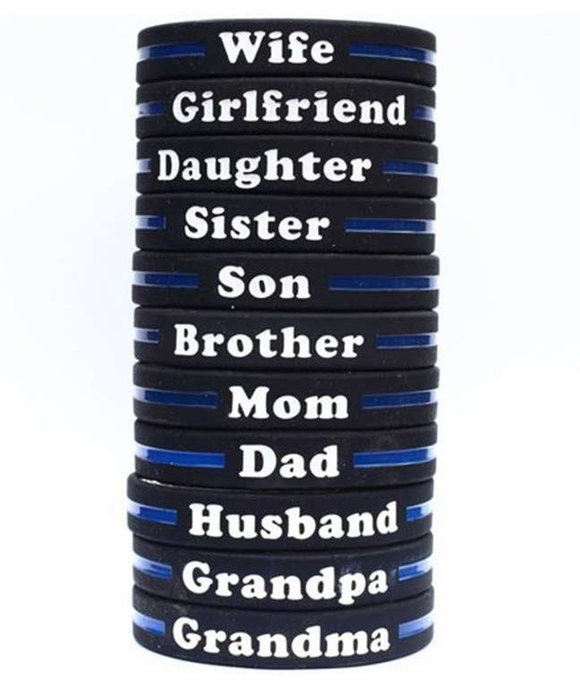 Family Thin Blue Line Police Personalized Bracelet - BackYourHero