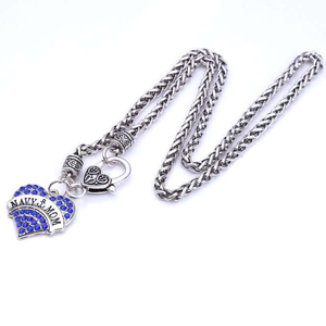 Beautiful Navy Mom Rhinestone Necklace  - Blue or Clear Crystals - BackYourHero