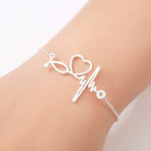 Elegant Nurse Bracelet infused with Hearts, a Pulse & a Stethoscope! - BackYourHero