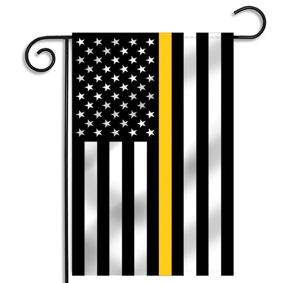 Thin Gold Line Garden Flag for Dispatchers 12.5 X 18 Inches - BackYourHero