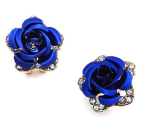 Police Appreciation Blue Rose Stud Earings - BackYourHero