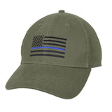 Thin Blue Line Embroidered US Flag Low Profile Cap - BackYourHero