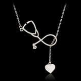Stunning Nurse Necklace - Stethoscope & Heart Loop - Gold or Silver - BackYourHero