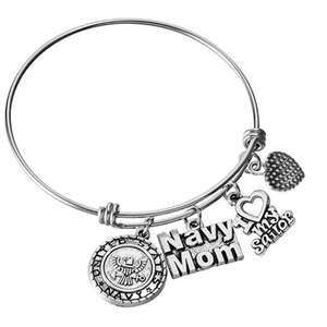 Beautiful Navy Mom Charm Bracelet - BackYourHero