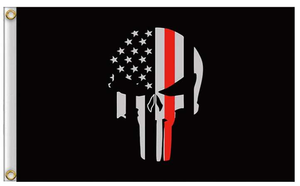 Thin Red Line Punisher Flag with Grommets 3 X 5 Feet - BackYourHero