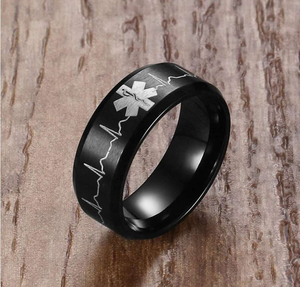 Beautiful EMS/EMT Paramedic Titanium Ring - BackYourHero