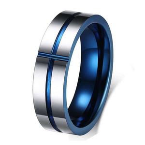 Stunning Cross Thin Blue Line Inspired Ring - Pure Tungsten Carbide! - BackYourHero