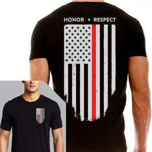 Thin Red Line Men's Honor & Respect T Shirt - BackYourHero