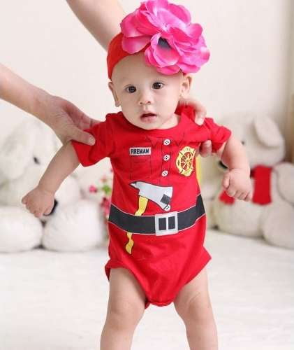 Cute Firefighter Baby Onesie - BackYourHero