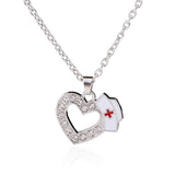 Stunning Nurse Necklace with Heart Pendant & Crystals - BackYourHero