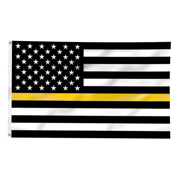 Thin Gold Line American Flag for Dispatchers 3 X 5 Feet - BackYourHero
