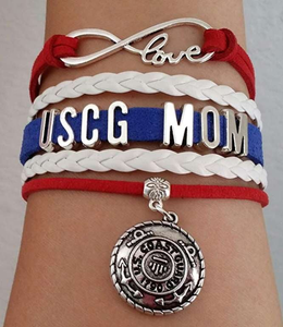 Leather Coast Guard Charm Bracelet - Mom or Wife Styles! - BackYourHero