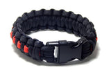 Paracord Thin Red Line Braided Bracelet - BackYourHero