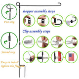 Garden Flag Pole Set - With Wind Clip & Stopper! - BackYourHero