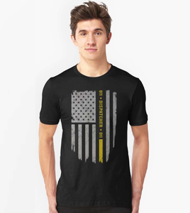 Men's Thin Gold Line Flag 911 Dispatcher Shirt - BackYourHero