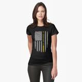 Women's Thin Gold Line Flag 911 Dispatcher Shirt - BackYourHero
