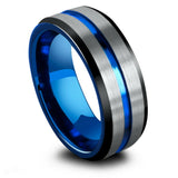 Men's Thin Blue Line Ring - Tungsten Carbide
