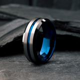 Men's Thin Blue Line Ring - Tungsten Carbide